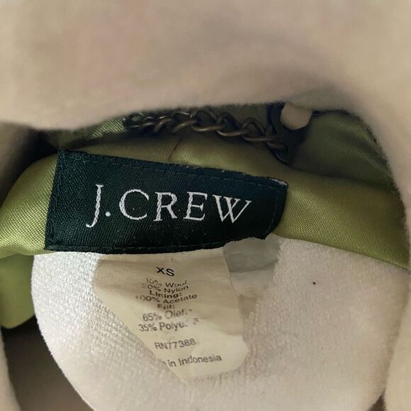 J Crew Women's XS Extra Small Cream Wool Blend Double Breasted Peacoat - Picture 4 of 6